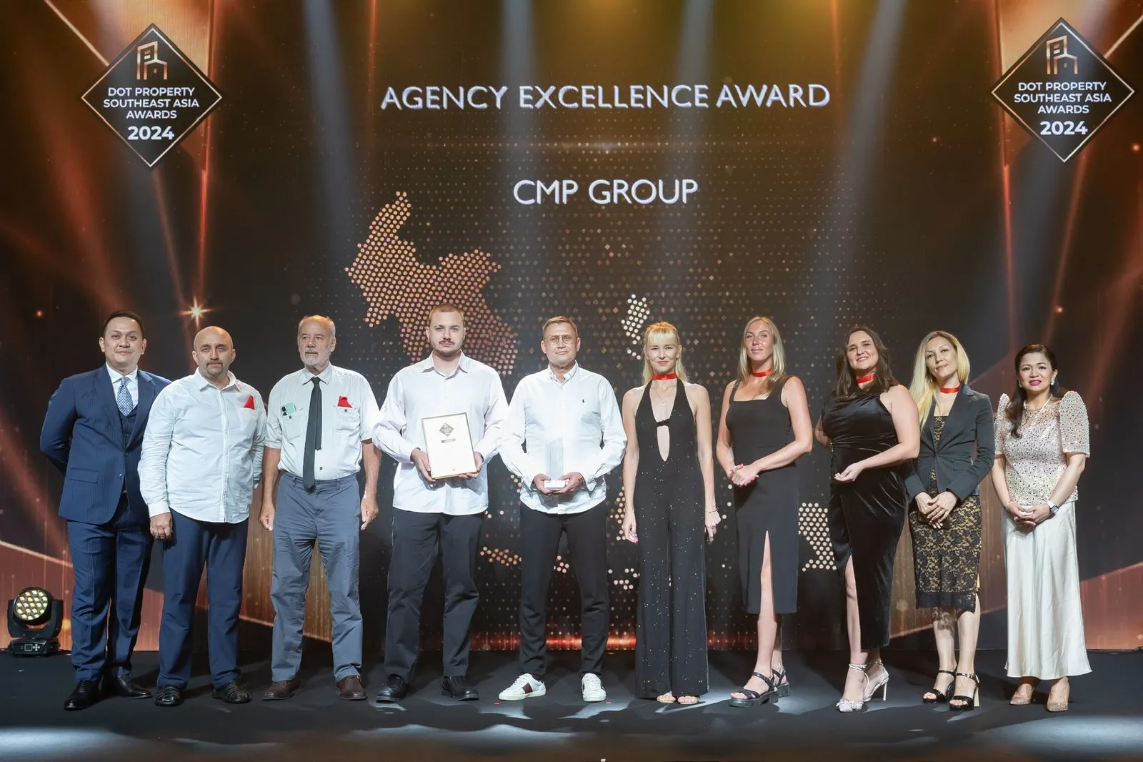 The CMP Group team receiving the Agency Excellence Award at the Dot Property Southeast Asia Awards